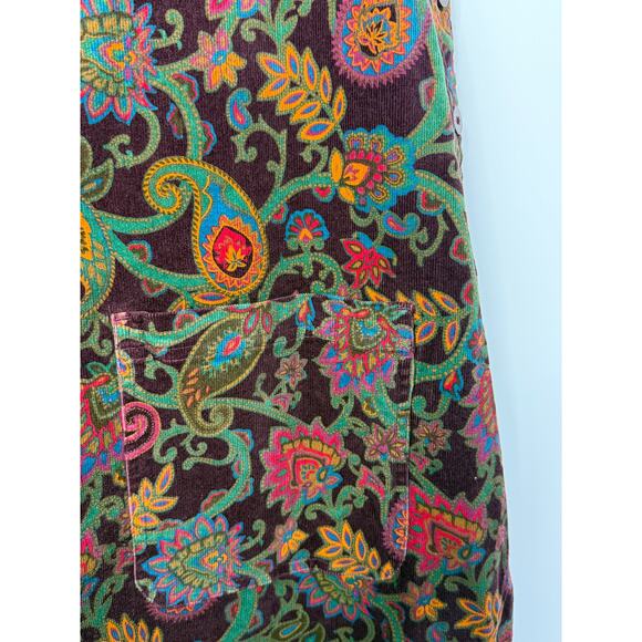 Westbound Vintage Corduroy Maxi Jumper Dress XL Boho Paisley Floral Y2K Cottage - Picture 6 of 7